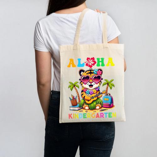 Aloha Kindergarten Tiger Hawaii Back To School Kids Girls Canvas Tote Bag - Savourry