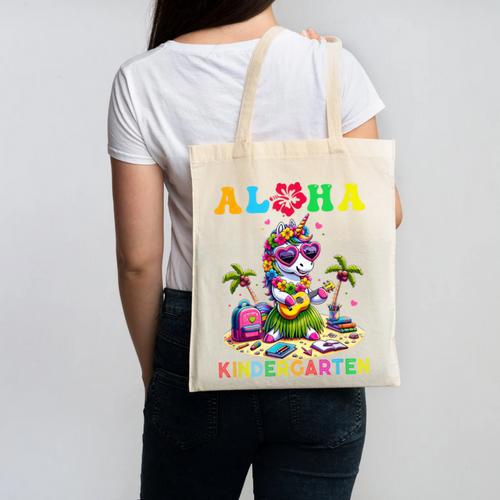 Aloha Kindergarten Unicorn Hawaii Back To School Kids Girl Canvas Tote Bag - Savourry