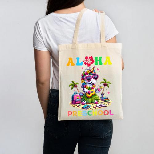 Aloha Preschool Unicorn Hawaii Back To School Kids Girl Canvas Tote Bag - Savourry