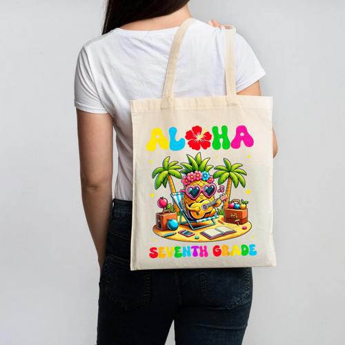 Aloha Seventh Grade Pineapple Hawaii Back To School Girls Canvas Tote Bag - Savourry