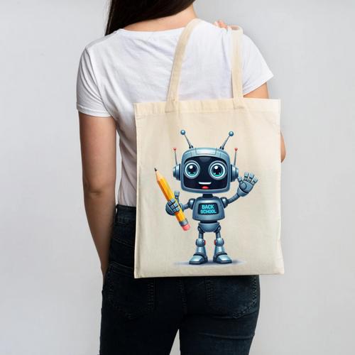 Back To School 2025 Robot Pencil For Kids Canvas Tote Bag - Savourry