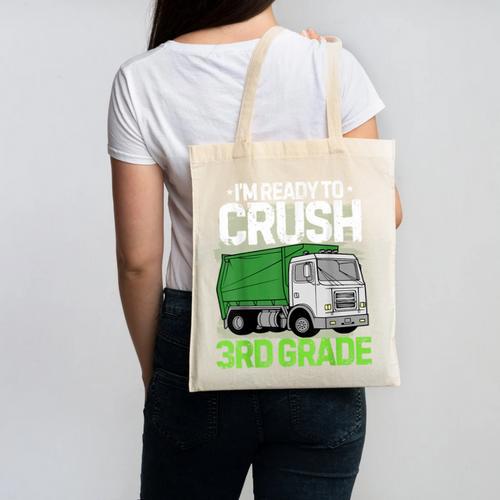 Back To School First Day Of 3rd Grade Garbage Truck Boys Canvas Tote Bag - Savourry