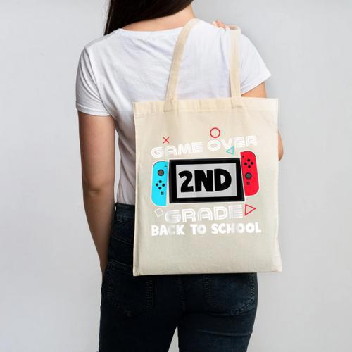 Back To School Game Over 2nd Grade Gamer Kids Boys Canvas Tote Bag - Savourry
