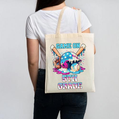Back To School Game On Fifth Grade Baseball First Day Boys Canvas Tote Bag - Savourry