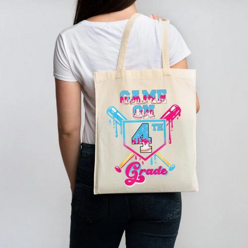 Back To School Game On Fourth Grade Baseball First Day Boys Canvas Tote Bag - Savourry