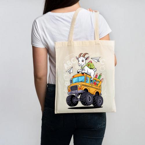 Back To School Goat School Bus 100 Days Of School Canvas Tote Bag - Savourry