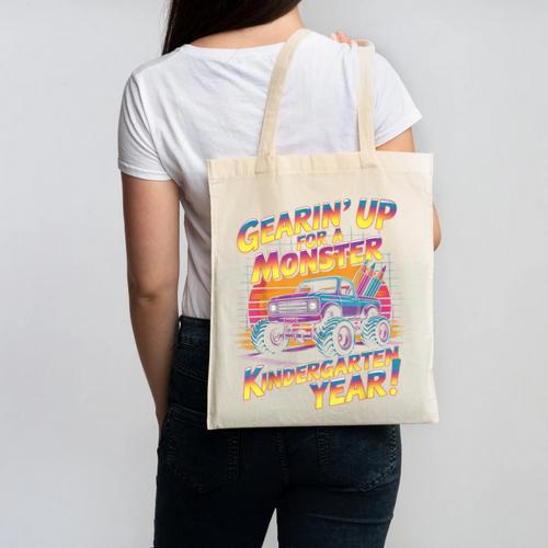 Back To School Kindergarten Monster Truck First Day Boys Canvas Tote Bag - Savourry