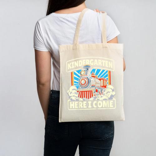 Back To School Kindergarten Here I Come Train Boys Girls Canvas Tote Bag - Savourry