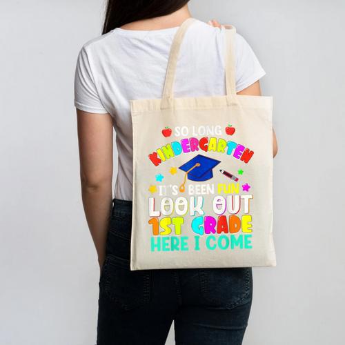 Back To School Look Out 1st Grade Here I Come For Kids Canvas Tote Bag - Savourry