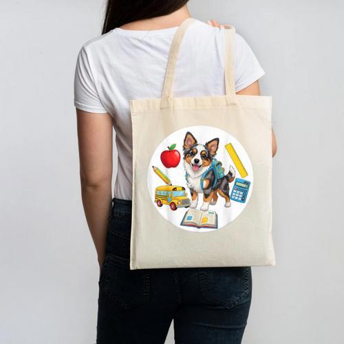 Back To School Miniature American Shepherd Dog Boys Girls Canvas Tote Bag - Savourry
