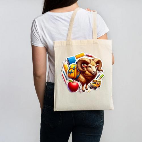 Back To School Ram Boys Girls Student Kids Lover Farmer Cute Canvas Tote Bag - Savourry