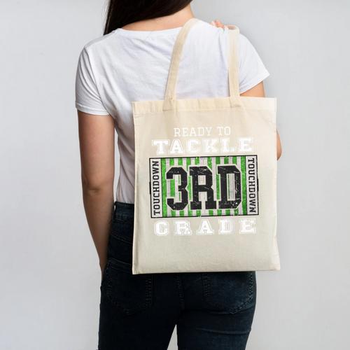Back To School Ready To Tackle 3rd Grade Football Canvas Tote Bag - Savourry