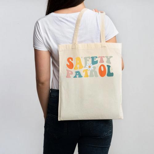 Back To School Student Safety Patrol Groovy Retro Canvas Tote Bag - Savourry