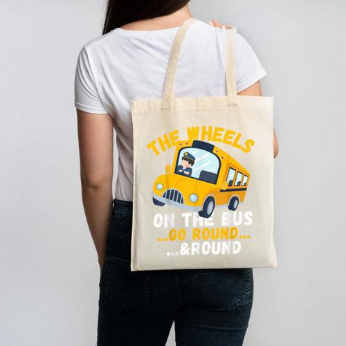 Back To School The Wheels On The Bus Go Round And Round Kids Canvas Tote Bag - Savourry