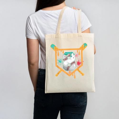 Baseball 8 Year Old Ice Cream Drip 8th Birthday Boy Number 8 Canvas Tote Bag - Sportilla