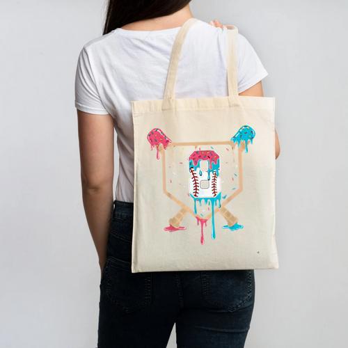 Baseball 8 Year Old Ice Cream Drip 8th Birthday Boys Player Canvas Tote Bag - Sportilla