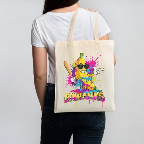 Baseball Banana Splatter Sports Kids Teens Canvas Tote Bag - Sportilla
