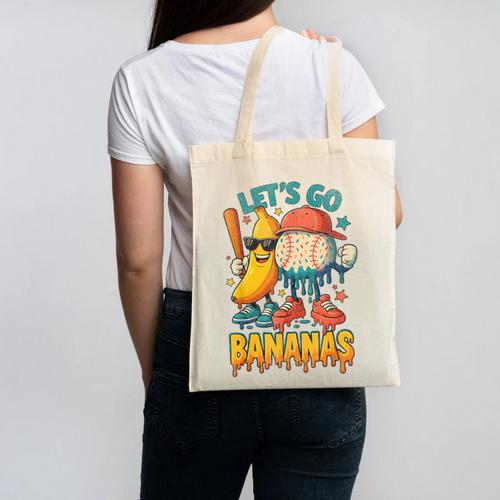 Baseball Banana Sports Drip Art For Kids Canvas Tote Bag - Sportilla