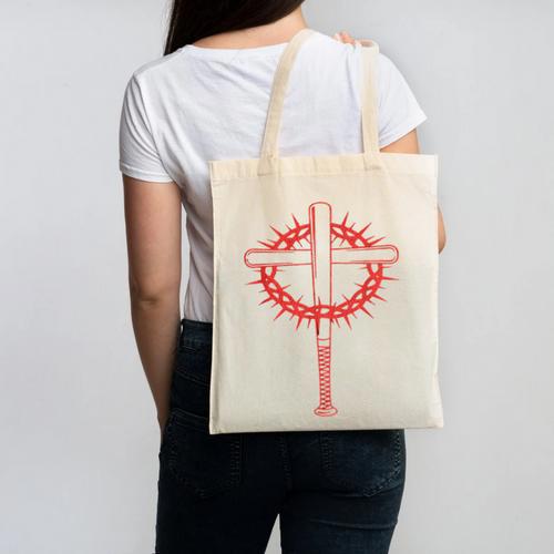 Baseball Cross Bats Pitcher Jesus Faith Canvas Tote Bag - Sportilla