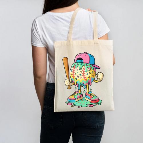Baseball Drip For Boys Ice Cream Drip Baseball Sport Canvas Tote Bag - Sportilla