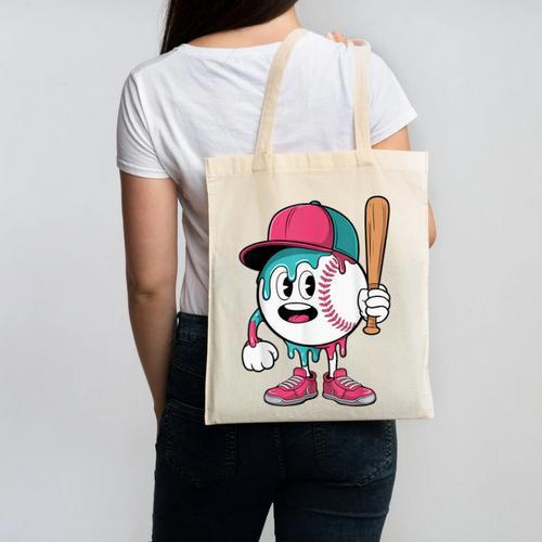 Baseball Drip Boys Ice Cream Youth Canvas Tote Bag - Sportilla