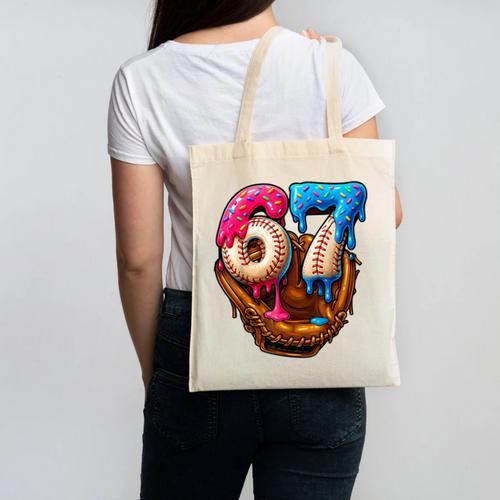 Baseball Drip Ice Cream Number 67 Player Or 67th Birthday Canvas Tote Bag - Sportilla
