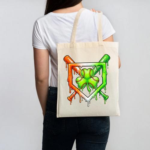 Baseball Drip Ice Cream St Patricks Day Shamrock Canvas Tote Bag - Sportilla
