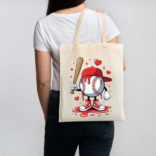 Baseball Drip Icecream Apparel Youth Boy Valentine Canvas Tote Bag - Sportilla