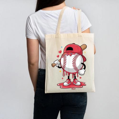Baseball Drip Icecream Boy Kids Valentine Canvas Tote Bag - Sportilla
