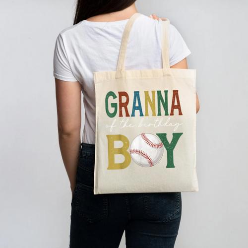 Baseball Granna Of The Birthday Boy Family Matching Canvas Tote Bag - Sportilla