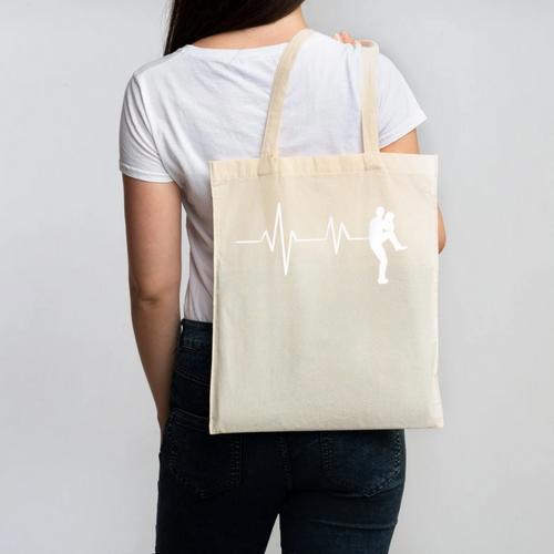 Baseball Heartbeat Pitcher Position Simple Line Art Canvas Tote Bag - Sportilla