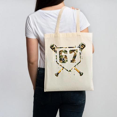 Baseball Ice Cream Drip 67 Camo Six Seven Meme Canvas Tote Bag - Sportilla