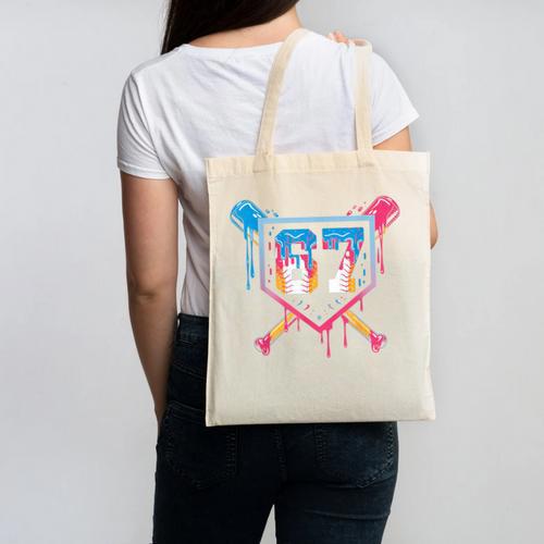 Baseball Ice Cream Drip Number 67 Player 67th Birthday 6 7 Canvas Tote Bag - Sportilla