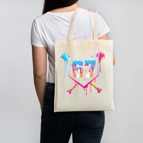 Baseball Ice Cream Drip Number 67 Player 67th Birthday Canvas Tote Bag - Sportilla