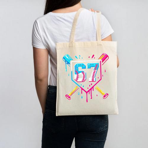 Baseball Ice Cream Drip Number 67 Player 67th Birthday 67 Canvas Tote Bag - Sportilla