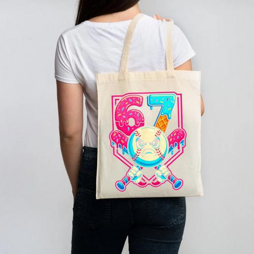Baseball Ice Cream Drip Number 67 Six Seven Meme 67 Canvas Tote Bag - Sportilla