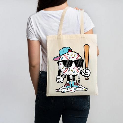 Baseball Ice Cream Drip Sports Boys Kids Youth Men Canvas Tote Bag - Sportilla