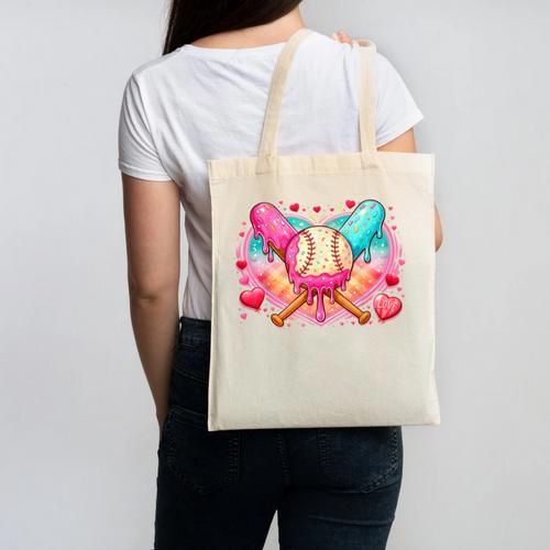 Baseball Ice Cream Drip Style Melt Ice Cream Youth Boys Canvas Tote Bag - Sportilla