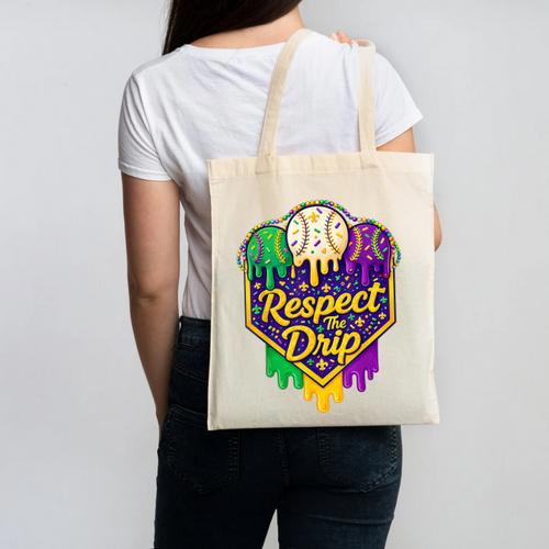 Baseball Ice Cream Respect The Drip Mardi Gras Carnival Boys Canvas Tote Bag - Sportilla