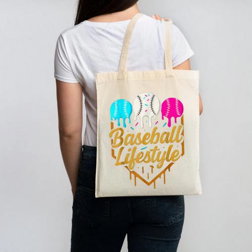 Baseball Lifestyle Baseball Drip Icecream Canvas Tote Bag - Sportilla