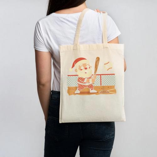 Baseball Santa 67 Christmas Xmas Boys Retro Canvas Tote Bag - Sportilla