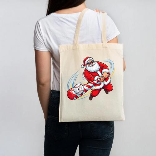 Baseball Santa 67 Christmas Xmas Pajamas Boys Canvas Tote Bag - Sportilla