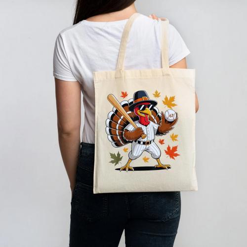 Baseball Turkey 67 Meme Thanksgiving For Boys Toddlers Kid Canvas Tote Bag - Sportilla