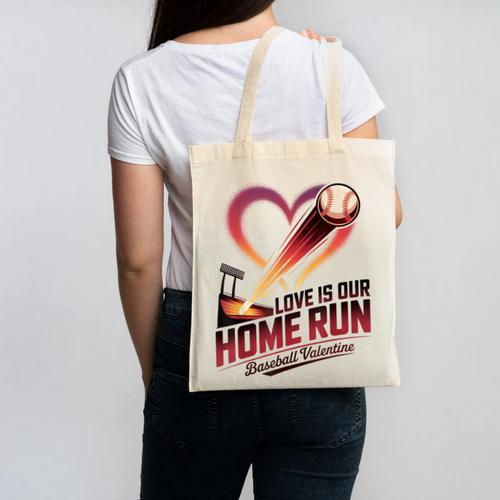 Baseball Valentine Love Is Our Home Run Apparel Canvas Tote Bag - Sportilla