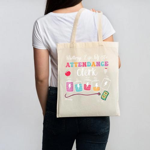 Battery Life Of An Attendance Clerk Back To School Canvas Tote Bag - Savourry