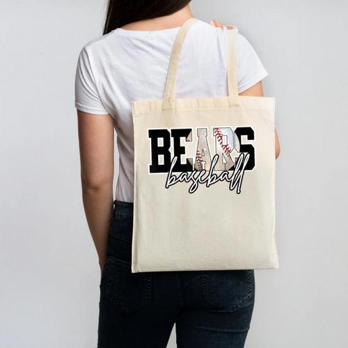 Bears Baseball Mom Game Day School Spirit Bear Pride Canvas Tote Bag - Sportilla