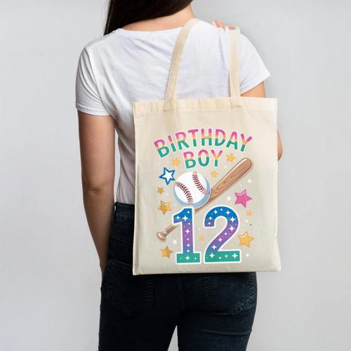 Birthday Boy 12th Birthday Baseball Canvas Tote Bag - Sportilla