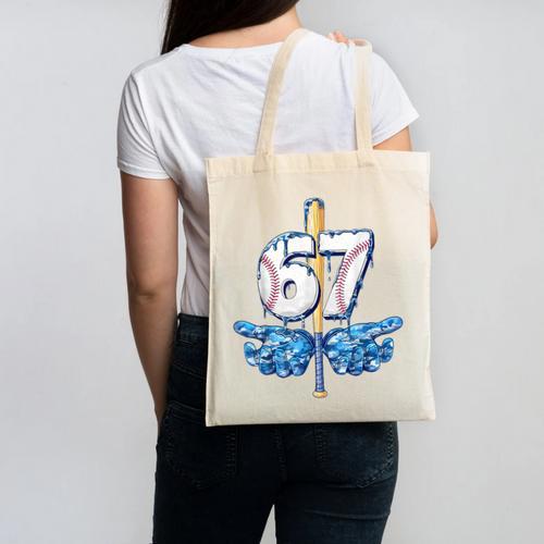 Blue Camo Baseball 67 Six Seven Camo Ice Cream Drip Boy Teen Canvas Tote Bag - Sportilla