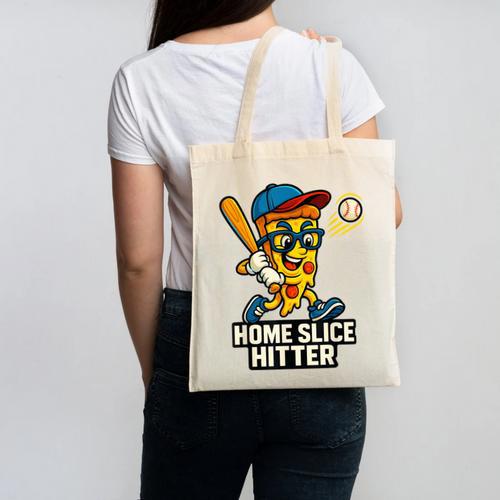 Boys Pizza Theme Baseball Home Hitter Canvas Tote Bag - Sportilla