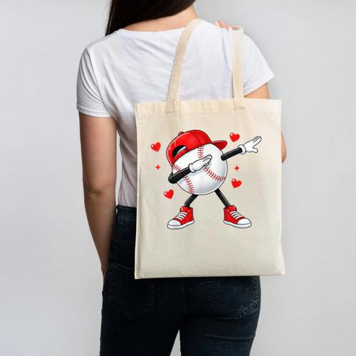 Boys Valentines Baseball Canvas Tote Bag - Sportilla